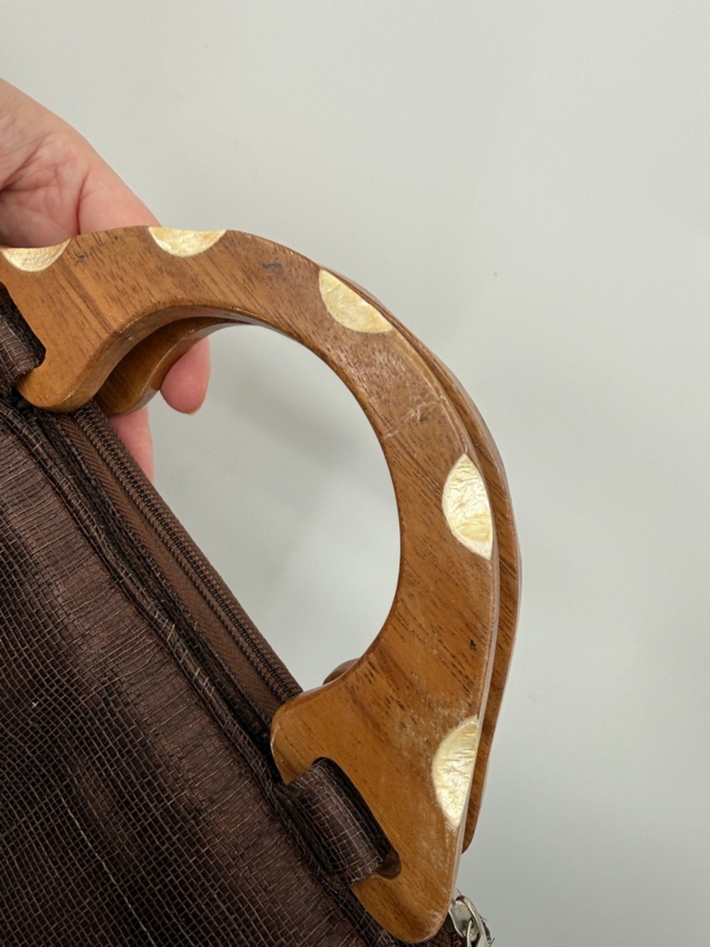 Vintage Bellini Wood Handled Clutch Handbag - Picture 16 of 16
